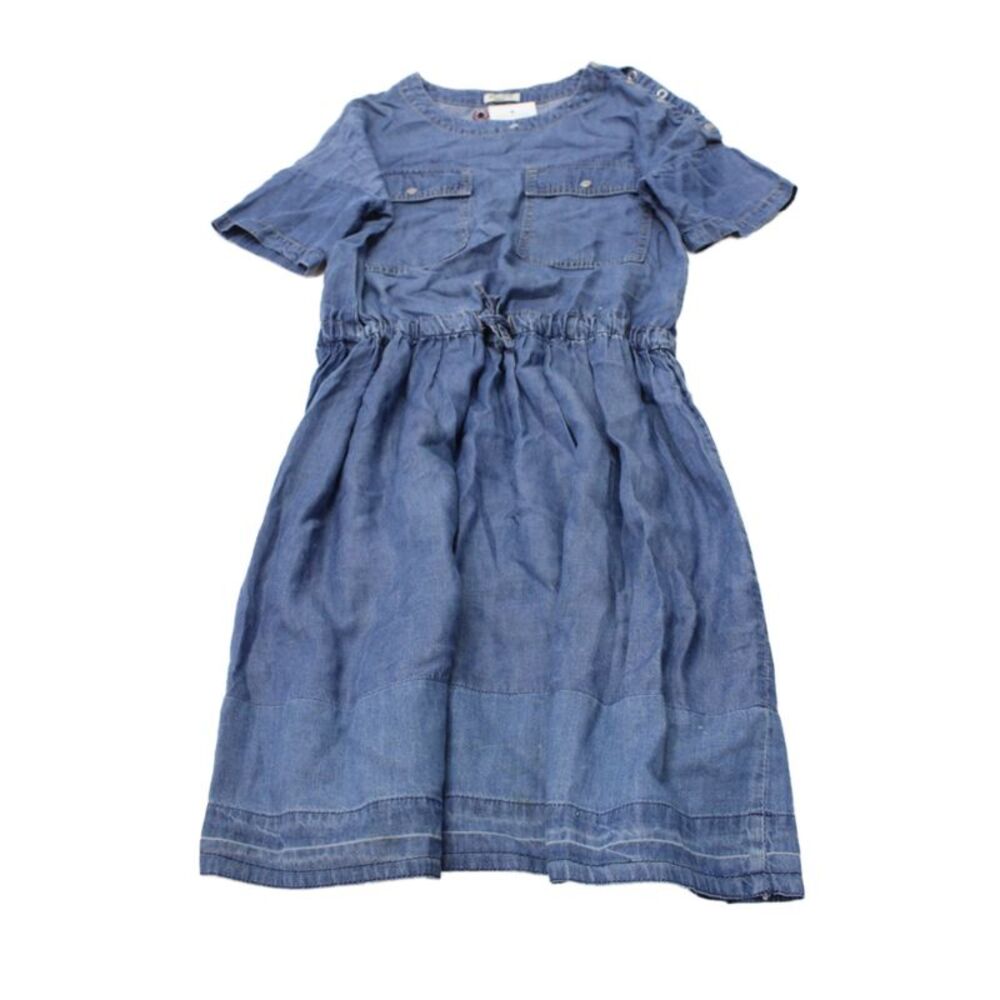 Kenzo Girls Short Sleeve Crew Neck Logo Back Shift Dress Blue Size 12